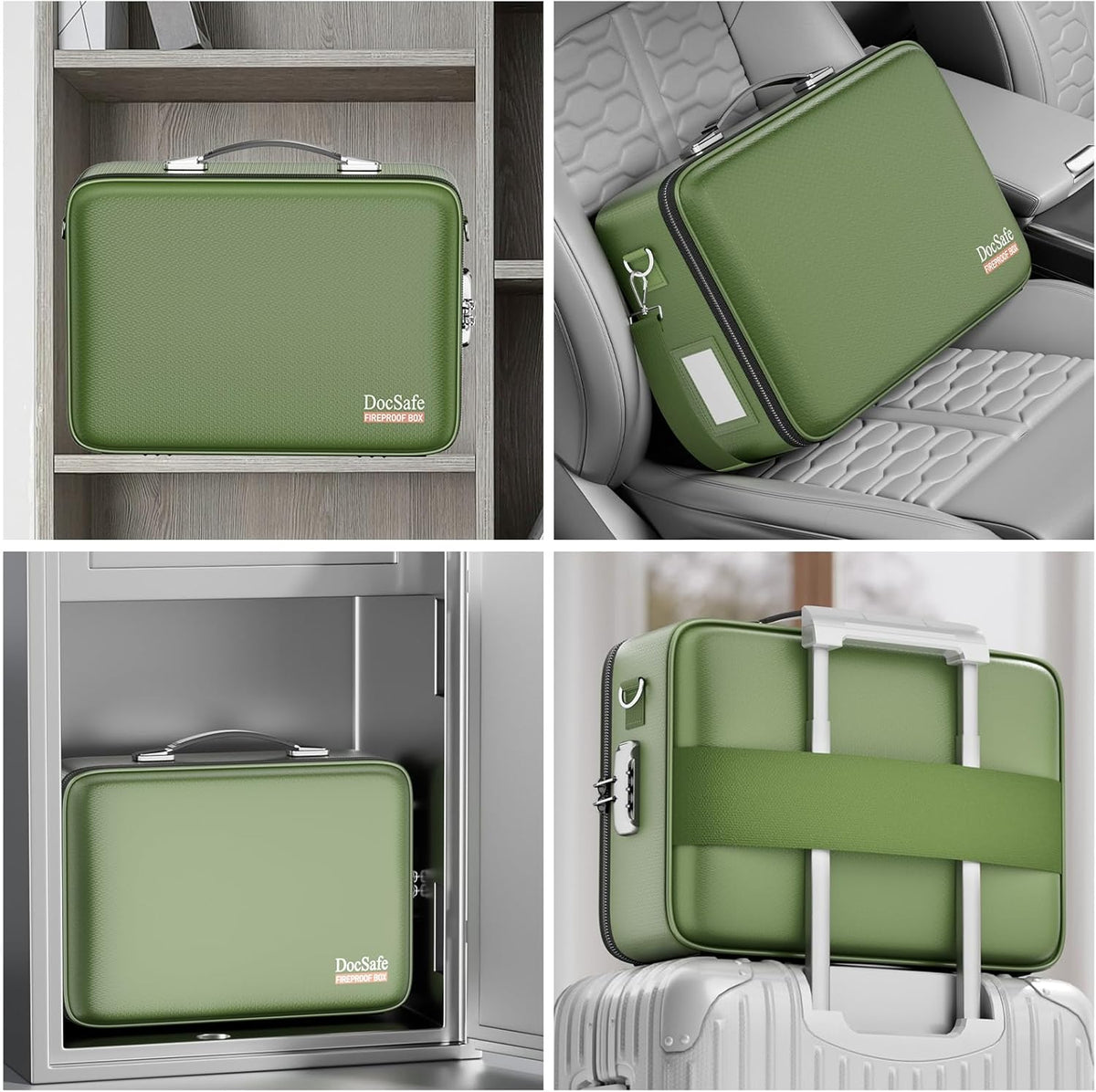 Fireproof File Organizer with Lock, Hard-Shell Case Fireproof Document Box with 13 Pocket Accordion File Folder, Portable Home Office Travel Safe Storage for Important Documents Laptop Beige