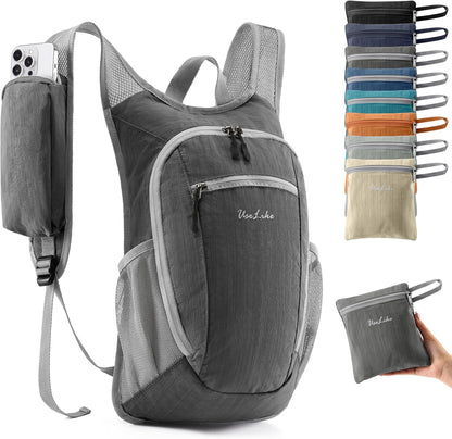 10L Small Hiking Backpack Travel Daypack Lightweight Packable Back Pack for Women Men(Black)
