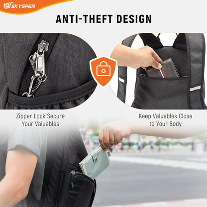 Anti Theft Hiking Backpack, 20L RFID Packable Travel Daypack, Lightweight Foldable Back Pack for Walking Daytrip