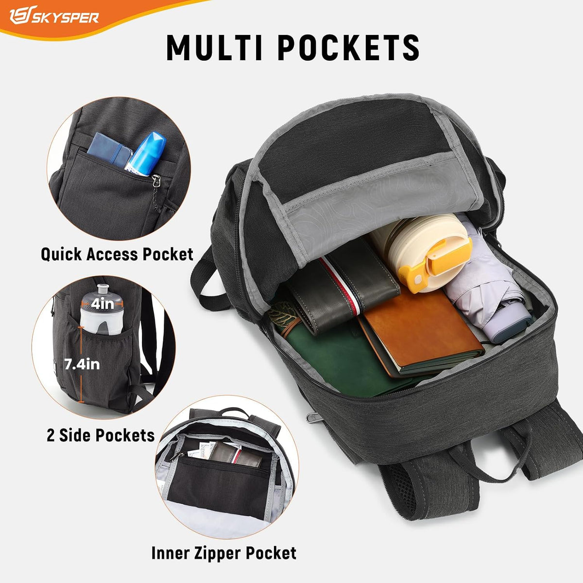 Anti Theft Hiking Backpack, 20L RFID Packable Travel Daypack, Lightweight Foldable Back Pack for Walking Daytrip