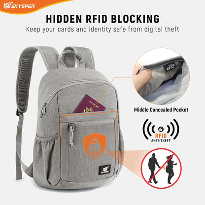 Anti Theft Hiking Backpack, 20L RFID Packable Travel Daypack, Lightweight Foldable Back Pack for Walking Daytrip