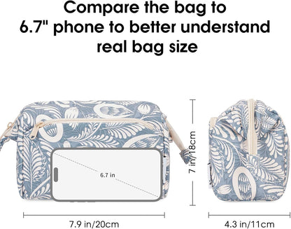Women Makeup Bag Wide-open Make up Bag Travel Cosmetic Organizer Toiletry Bag for Cosmetics Toiletries Accessories (Blue Leaf)