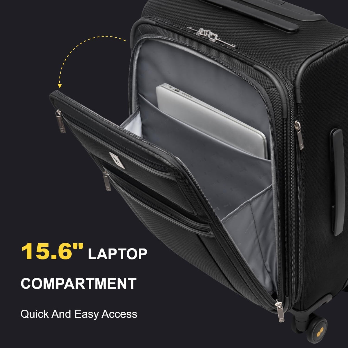 Carry On Luggage Airline Approved with Compartment, Softside Expandable Rolling Suitcase with Spinner Wheels, Blue, Carry-On 20-Inch