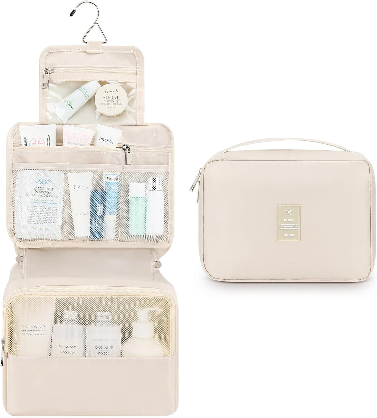Hanging Toiletry Bag with Sturdy Hook - Large Portable Cosmetic Makeup Travel Organizer for Men & Women