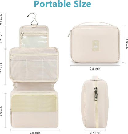 Hanging Toiletry Bag with Sturdy Hook - Large Portable Cosmetic Makeup Travel Organizer for Men & Women