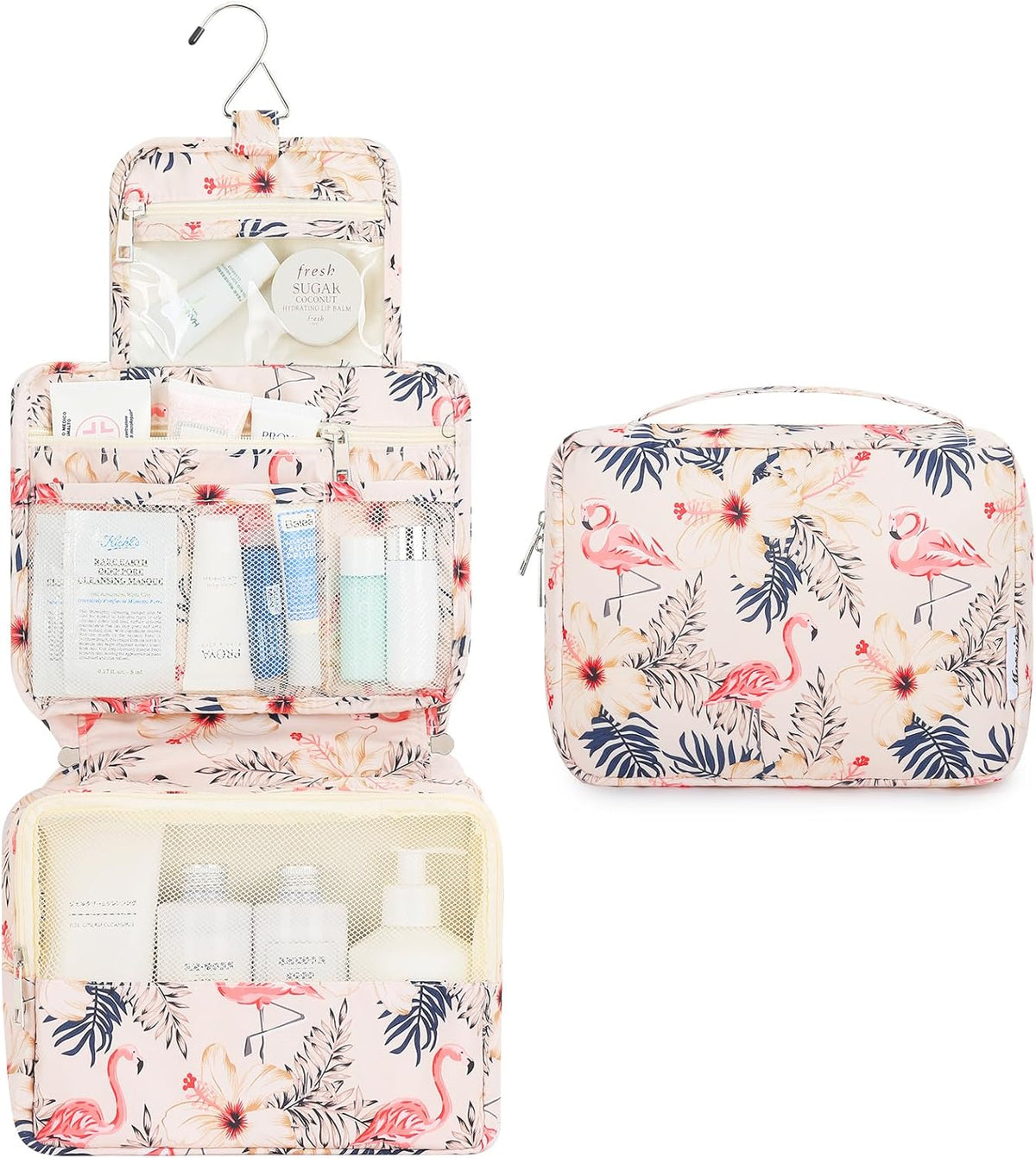 Hanging Toiletry Bag with Sturdy Hook - Large Portable Cosmetic Makeup Travel Organizer for Men & Women