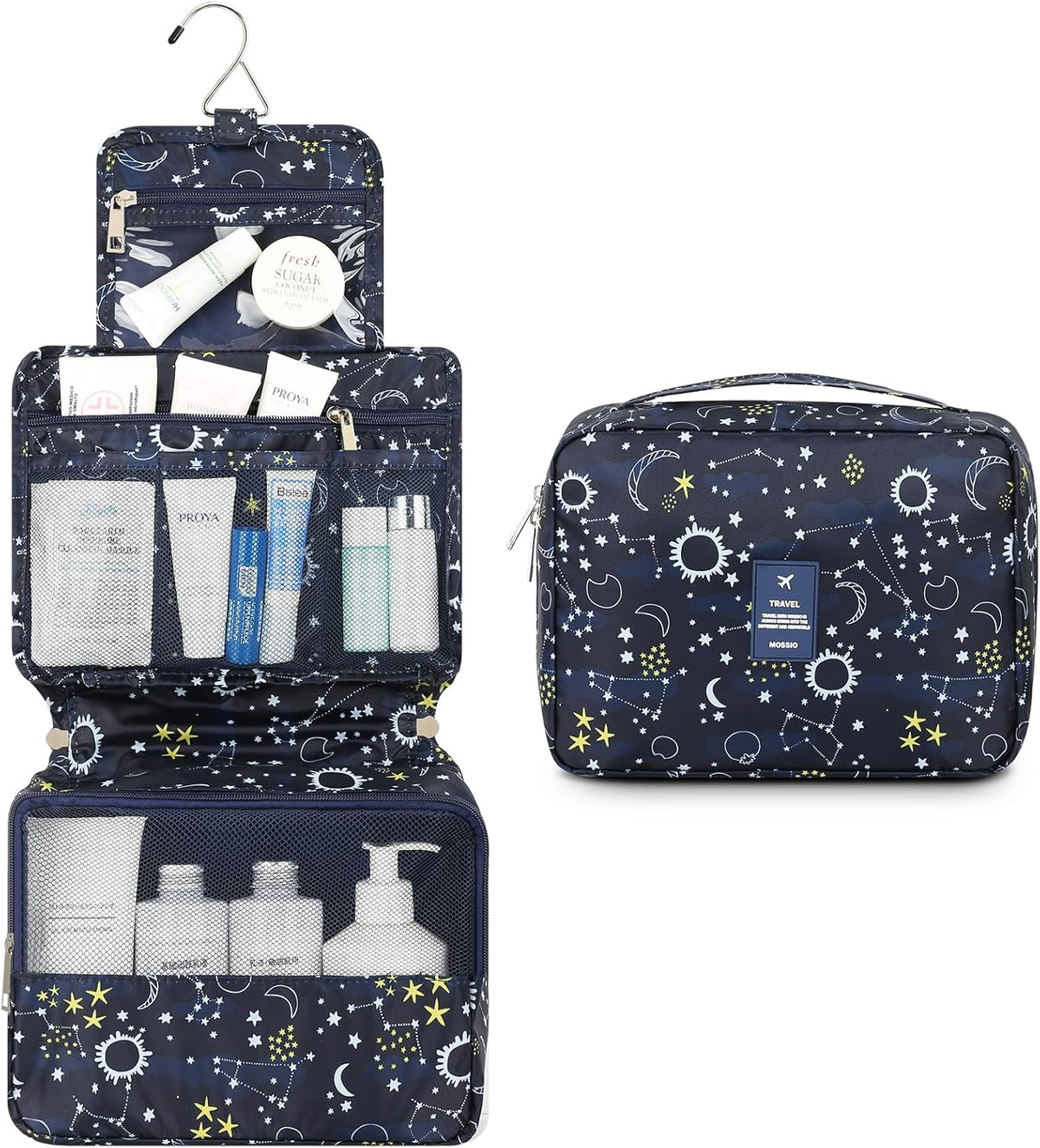Hanging Toiletry Bag with Sturdy Hook - Large Portable Cosmetic Makeup Travel Organizer for Men & Women