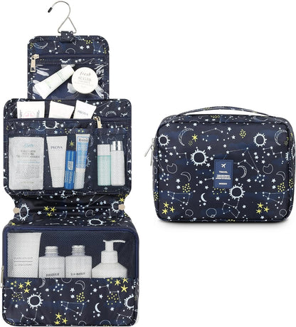 Hanging Toiletry Bag with Sturdy Hook - Large Portable Cosmetic Makeup Travel Organizer for Men & Women