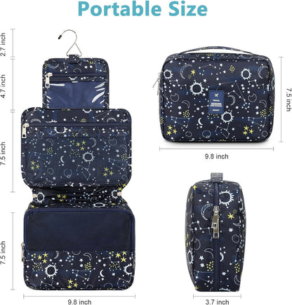 Hanging Toiletry Bag with Sturdy Hook - Large Portable Cosmetic Makeup Travel Organizer for Men & Women