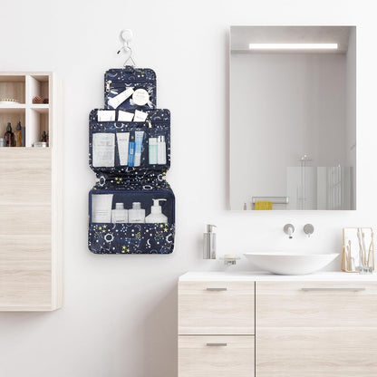 Hanging Toiletry Bag with Sturdy Hook - Large Portable Cosmetic Makeup Travel Organizer for Men & Women