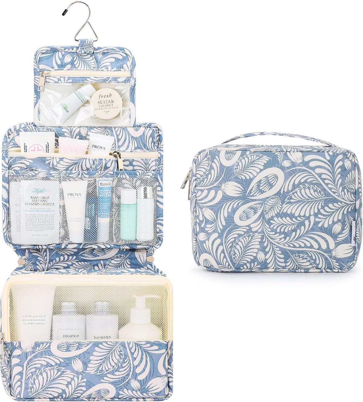 Hanging Toiletry Bag with Sturdy Hook - Large Portable Cosmetic Makeup Travel Organizer for Men & Women