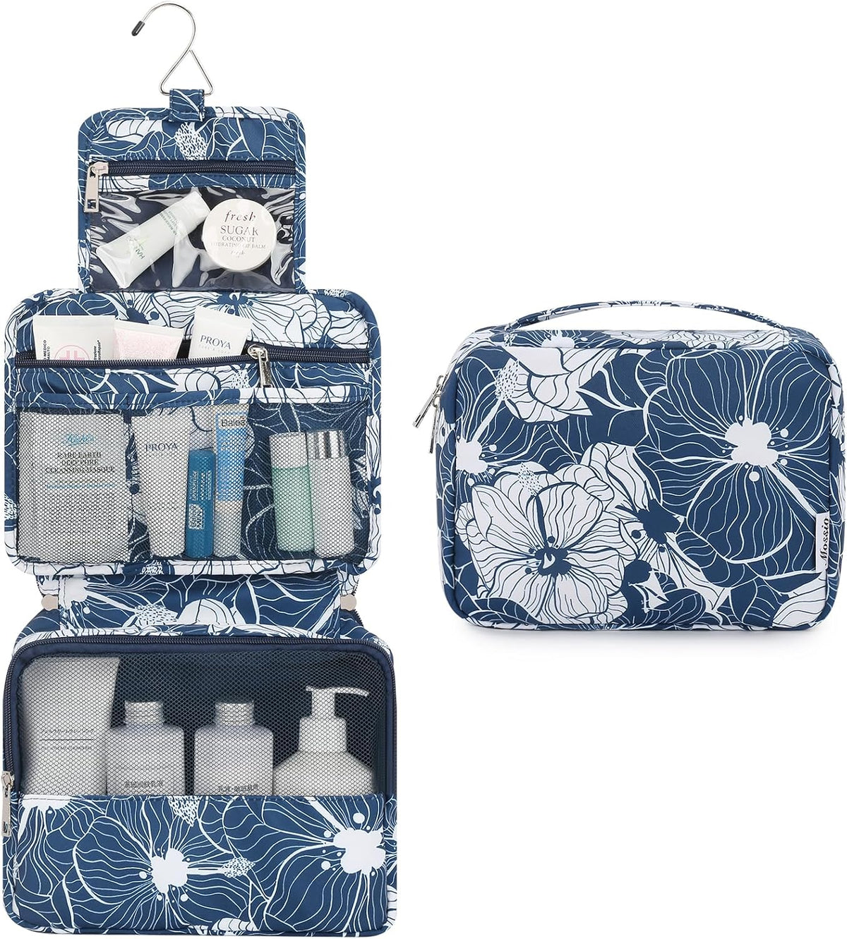 Hanging Toiletry Bag with Sturdy Hook - Large Portable Cosmetic Makeup Travel Organizer for Men & Women