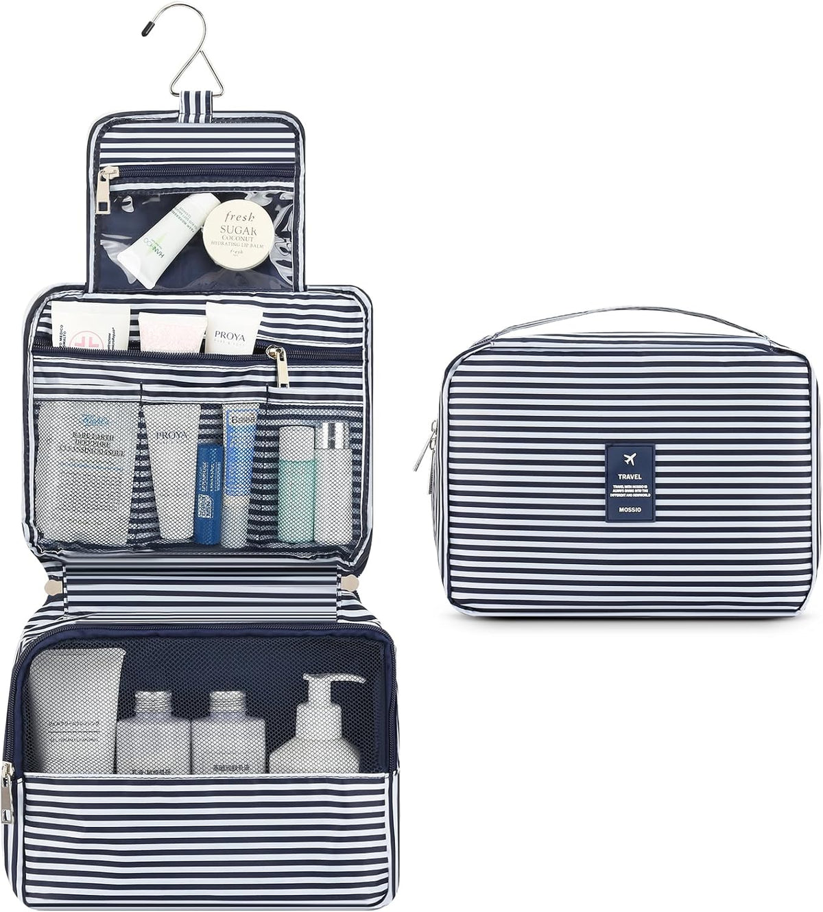 Hanging Toiletry Bag with Sturdy Hook - Large Portable Cosmetic Makeup Travel Organizer for Men & Women