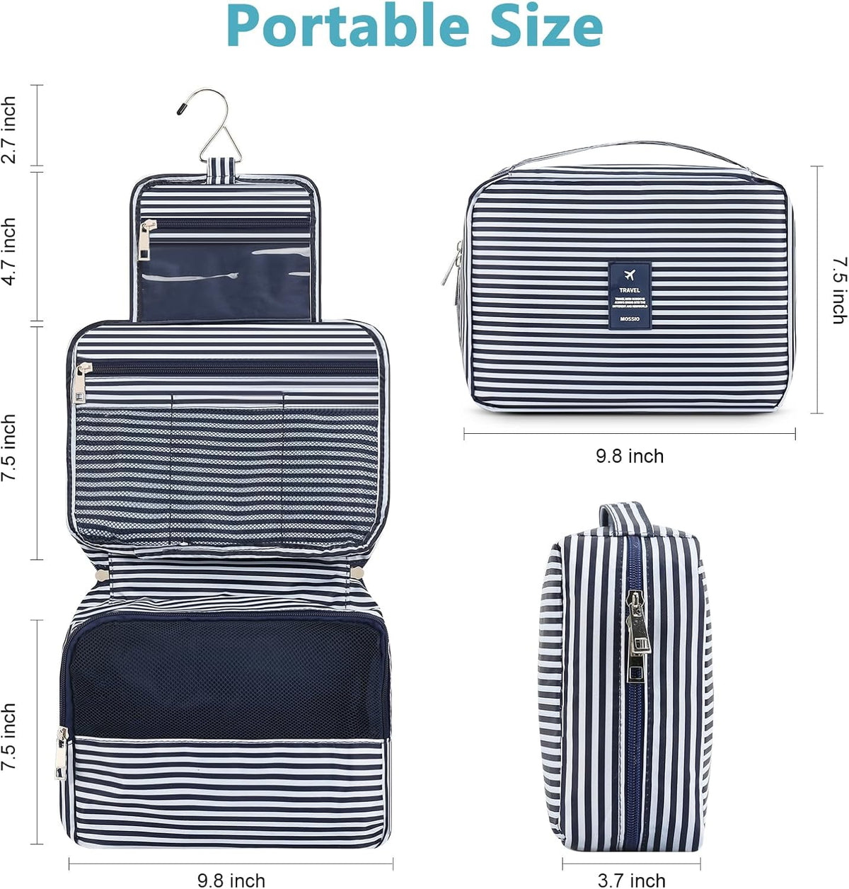 Hanging Toiletry Bag with Sturdy Hook - Large Portable Cosmetic Makeup Travel Organizer for Men & Women