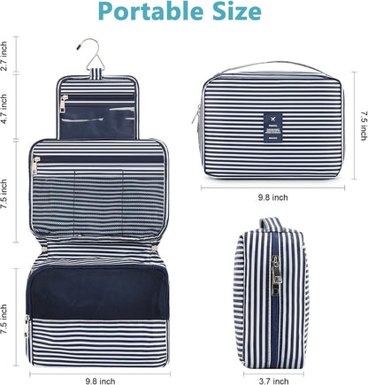 Hanging Toiletry Bag with Sturdy Hook - Large Portable Cosmetic Makeup Travel Organizer for Men & Women