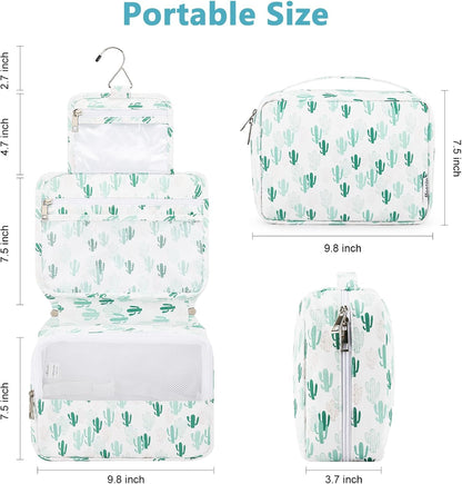 Hanging Toiletry Bag with Sturdy Hook - Large Portable Cosmetic Makeup Travel Organizer for Men & Women