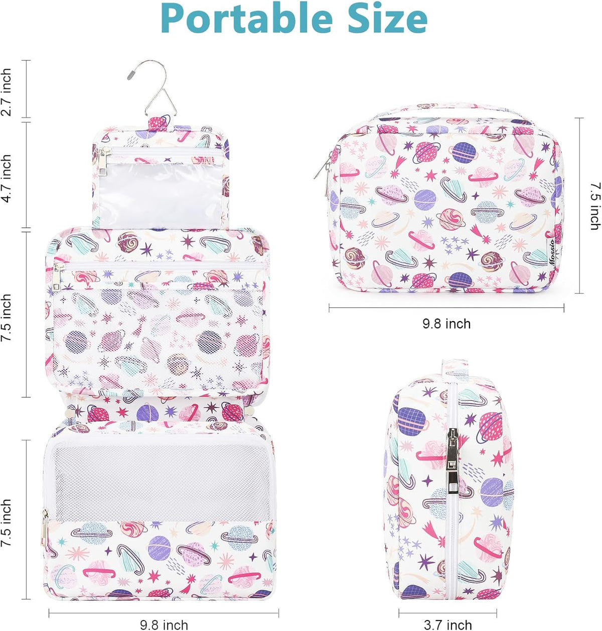 Hanging Toiletry Bag with Sturdy Hook - Large Portable Cosmetic Makeup Travel Organizer for Men & Women
