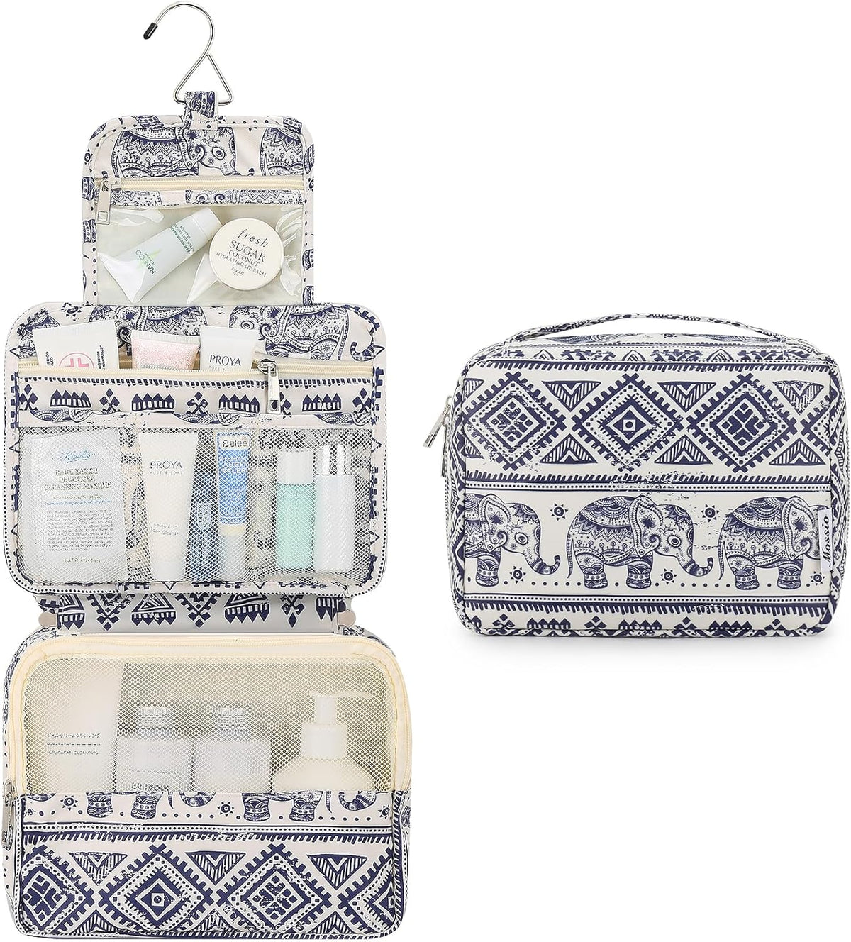 Hanging Toiletry Bag with Sturdy Hook - Large Portable Cosmetic Makeup Travel Organizer for Men & Women