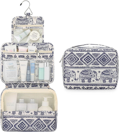 Hanging Toiletry Bag with Sturdy Hook - Large Portable Cosmetic Makeup Travel Organizer for Men & Women
