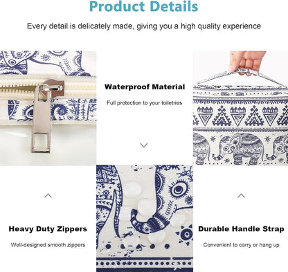 Hanging Toiletry Bag with Sturdy Hook - Large Portable Cosmetic Makeup Travel Organizer for Men & Women