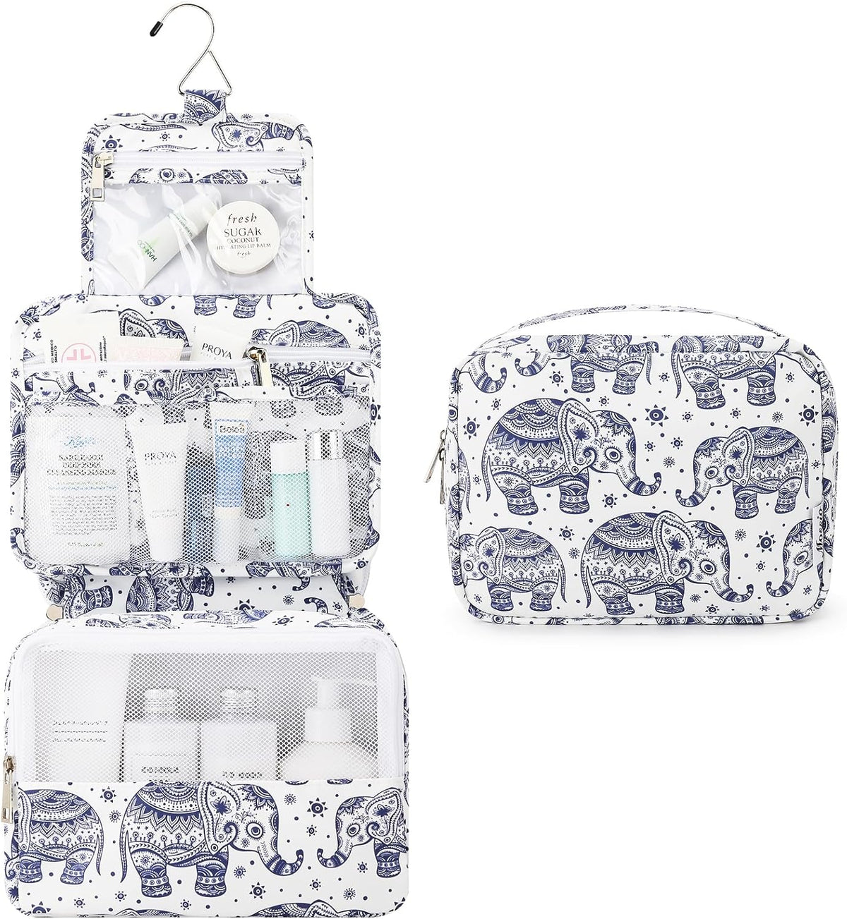 Hanging Toiletry Bag with Sturdy Hook - Large Portable Cosmetic Makeup Travel Organizer for Men & Women
