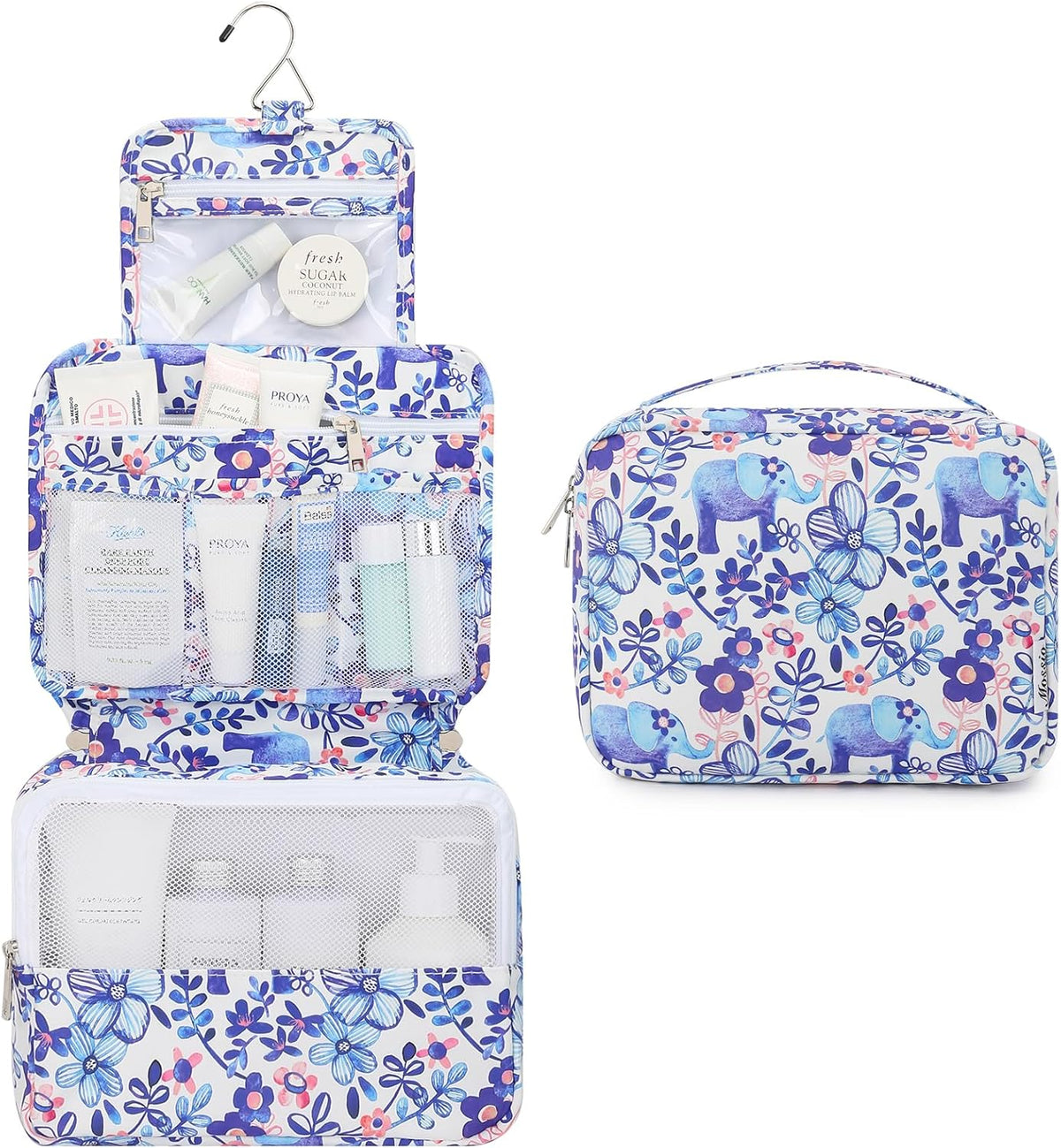 Hanging Toiletry Bag with Sturdy Hook - Large Portable Cosmetic Makeup Travel Organizer for Men & Women