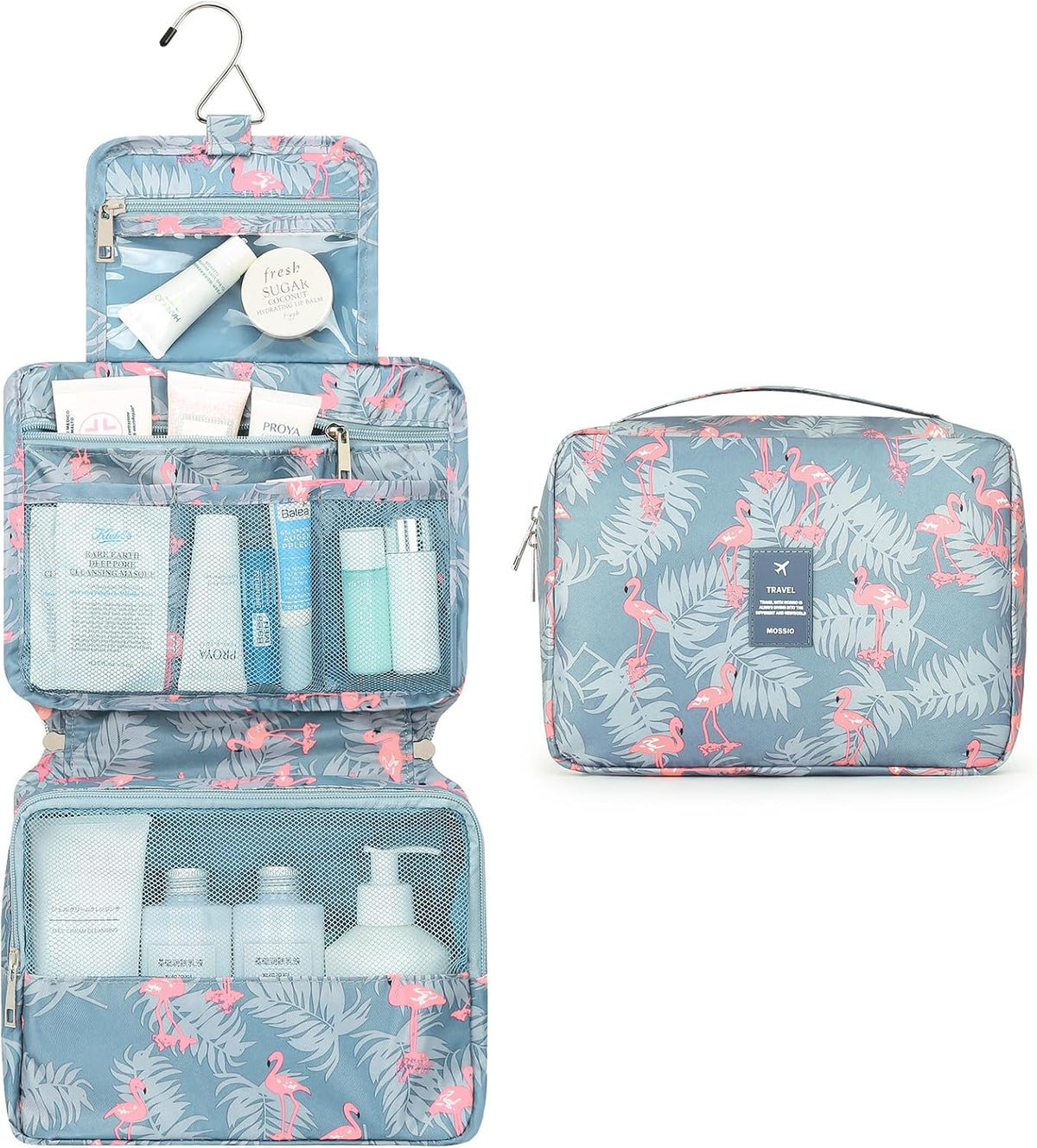 Hanging Toiletry Bag with Sturdy Hook - Large Portable Cosmetic Makeup Travel Organizer for Men & Women