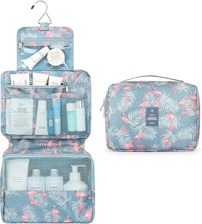 Hanging Toiletry Bag with Sturdy Hook - Large Portable Cosmetic Makeup Travel Organizer for Men & Women