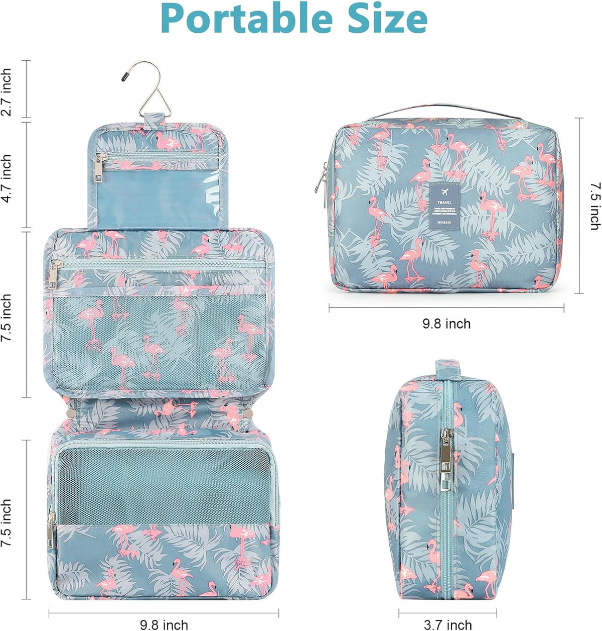 Hanging Toiletry Bag with Sturdy Hook - Large Portable Cosmetic Makeup Travel Organizer for Men & Women