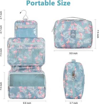 Hanging Toiletry Bag with Sturdy Hook - Large Portable Cosmetic Makeup Travel Organizer for Men & Women