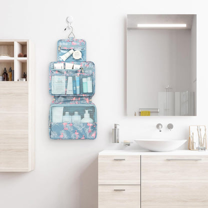 Hanging Toiletry Bag with Sturdy Hook - Large Portable Cosmetic Makeup Travel Organizer for Men & Women