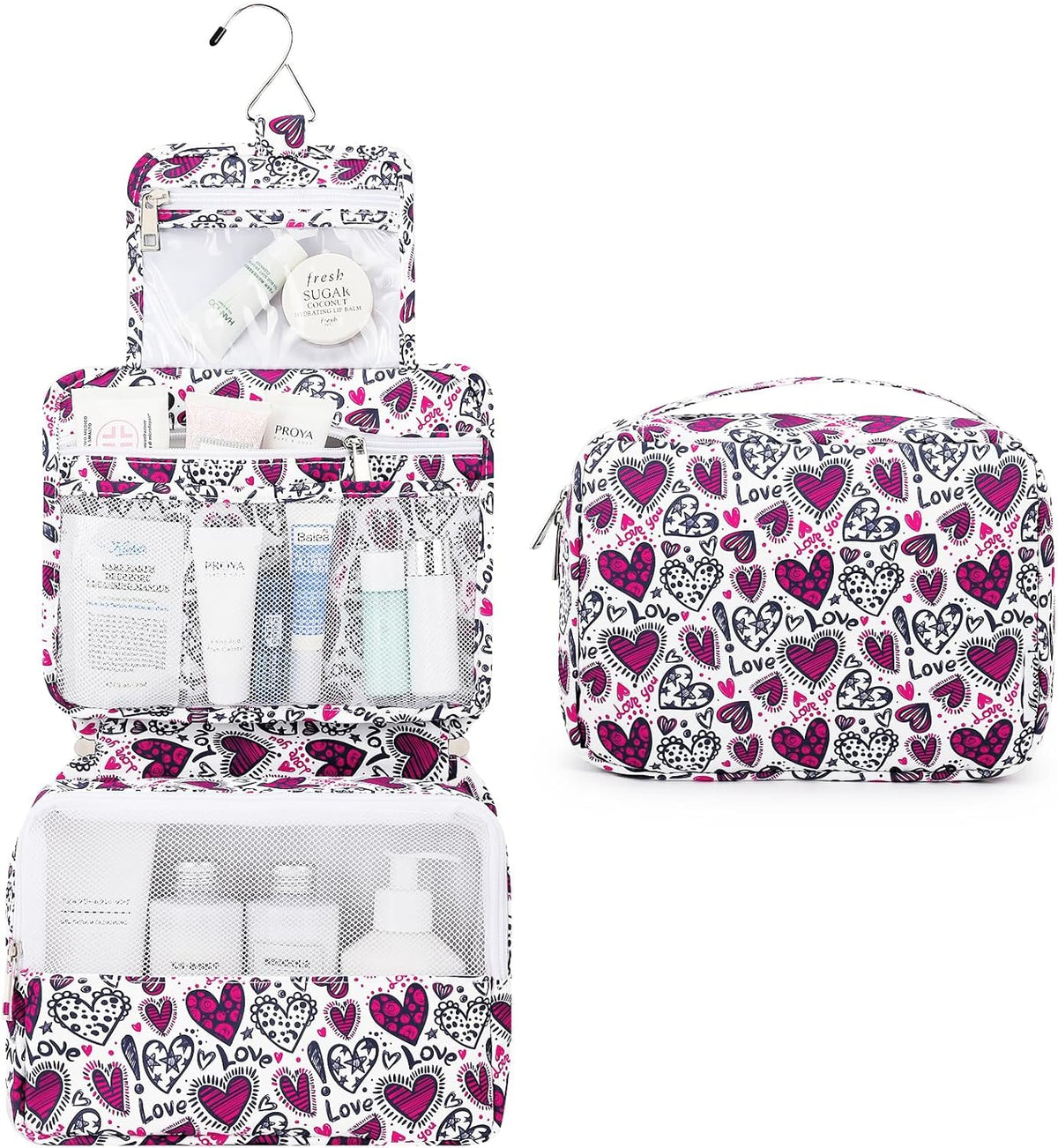 Hanging Toiletry Bag with Sturdy Hook - Large Portable Cosmetic Makeup Travel Organizer for Men & Women