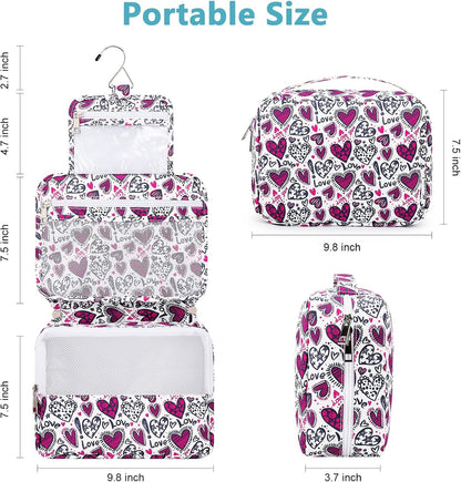 Hanging Toiletry Bag with Sturdy Hook - Large Portable Cosmetic Makeup Travel Organizer for Men & Women