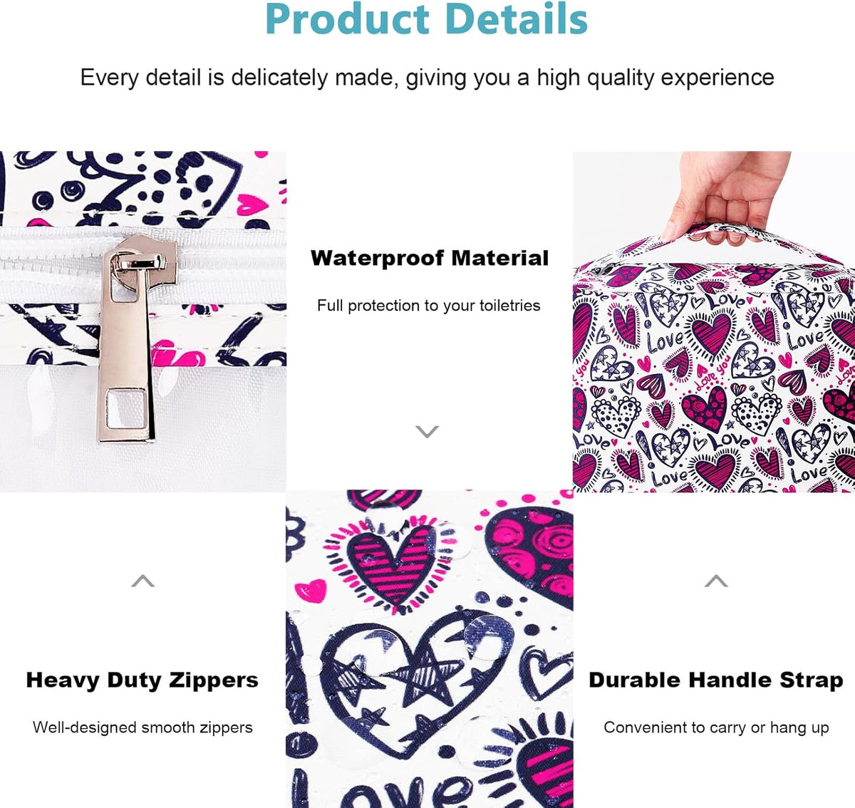 Hanging Toiletry Bag with Sturdy Hook - Large Portable Cosmetic Makeup Travel Organizer for Men & Women