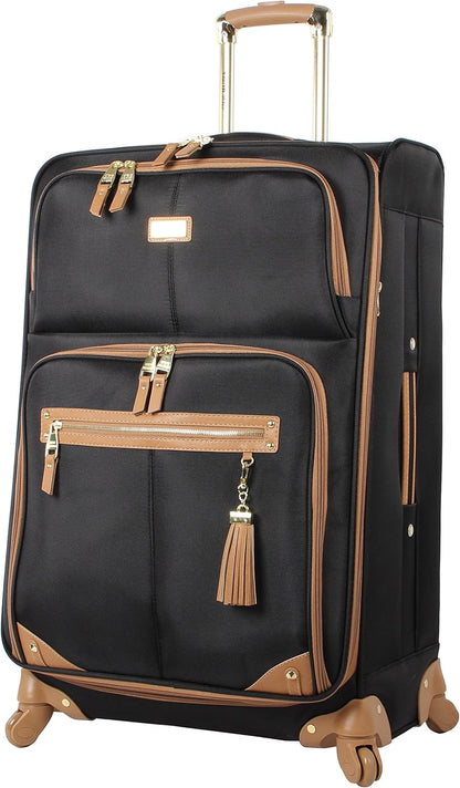 Designer Luggage Collection - 3 Piece Softside Expandable Lightweight Spinner Suitcase Set - Travel Set Includes an Under Seat Bag, 20-Inch Carry on and 28-Inch Checked Suitcase