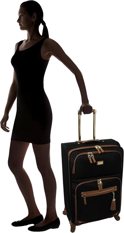 Designer Luggage Collection - 3 Piece Softside Expandable Lightweight Spinner Suitcase Set - Travel Set Includes an Under Seat Bag, 20-Inch Carry on and 28-Inch Checked Suitcase