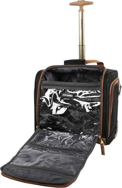 Designer Luggage Collection - 3 Piece Softside Expandable Lightweight Spinner Suitcase Set - Travel Set Includes an Under Seat Bag, 20-Inch Carry on and 28-Inch Checked Suitcase
