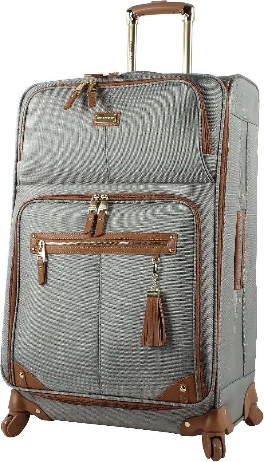 Designer Luggage Collection - 3 Piece Softside Expandable Lightweight Spinner Suitcase Set - Travel Set Includes an Under Seat Bag, 20-Inch Carry on and 28-Inch Checked Suitcase