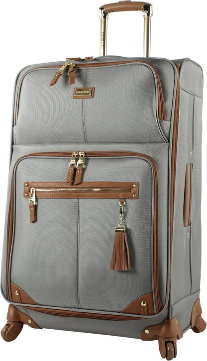 Designer Luggage Collection - 3 Piece Softside Expandable Lightweight Spinner Suitcase Set - Travel Set Includes an Under Seat Bag, 20-Inch Carry on and 28-Inch Checked Suitcase