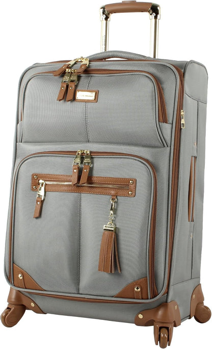 Designer Luggage Collection - 3 Piece Softside Expandable Lightweight Spinner Suitcase Set - Travel Set Includes an Under Seat Bag, 20-Inch Carry on and 28-Inch Checked Suitcase