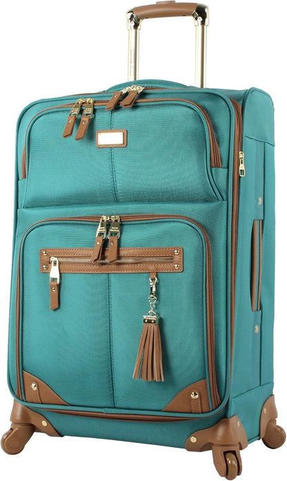 Designer Luggage Collection - 3 Piece Softside Expandable Lightweight Spinner Suitcase Set - Travel Set Includes an Under Seat Bag, 20-Inch Carry on and 28-Inch Checked Suitcase