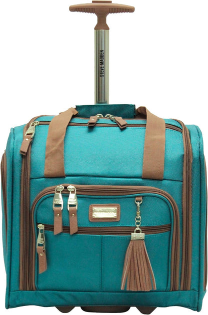 Designer Luggage Collection - 3 Piece Softside Expandable Lightweight Spinner Suitcase Set - Travel Set Includes an Under Seat Bag, 20-Inch Carry on and 28-Inch Checked Suitcase