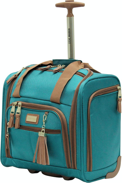 Designer Luggage Collection - 3 Piece Softside Expandable Lightweight Spinner Suitcase Set - Travel Set Includes an Under Seat Bag, 20-Inch Carry on and 28-Inch Checked Suitcase
