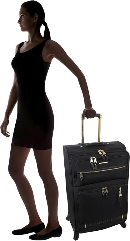 Designer Luggage Collection - 3 Piece Softside Expandable Lightweight Spinner Suitcase Set - Travel Set Includes an Under Seat Bag, 20-Inch Carry on and 28-Inch Checked Suitcase