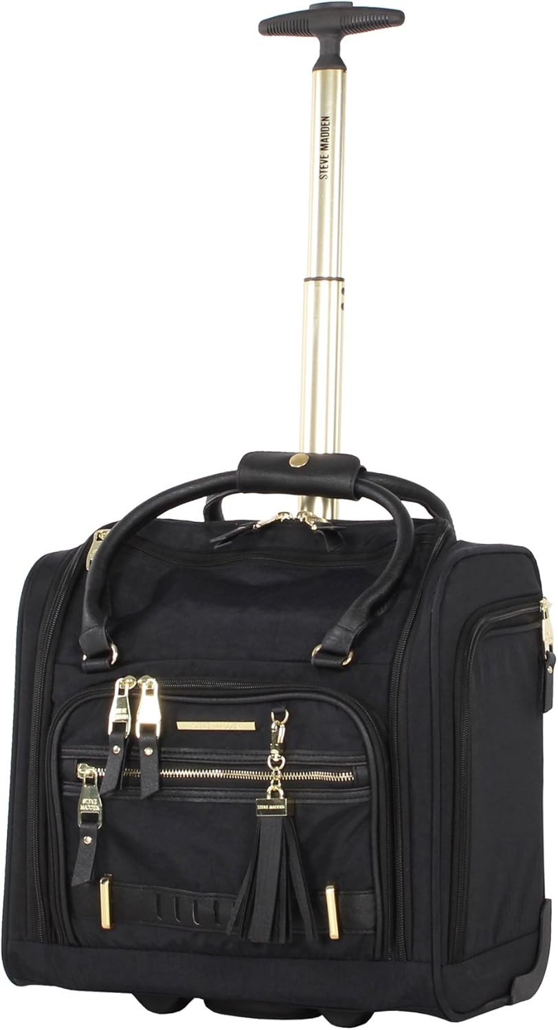 Designer Luggage Collection - 3 Piece Softside Expandable Lightweight Spinner Suitcase Set - Travel Set Includes an Under Seat Bag, 20-Inch Carry on and 28-Inch Checked Suitcase