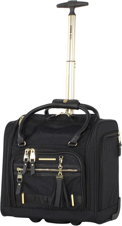 Designer Luggage Collection - 3 Piece Softside Expandable Lightweight Spinner Suitcase Set - Travel Set Includes an Under Seat Bag, 20-Inch Carry on and 28-Inch Checked Suitcase