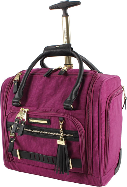 Designer Luggage Collection - 3 Piece Softside Expandable Lightweight Spinner Suitcase Set - Travel Set Includes an Under Seat Bag, 20-Inch Carry on and 28-Inch Checked Suitcase
