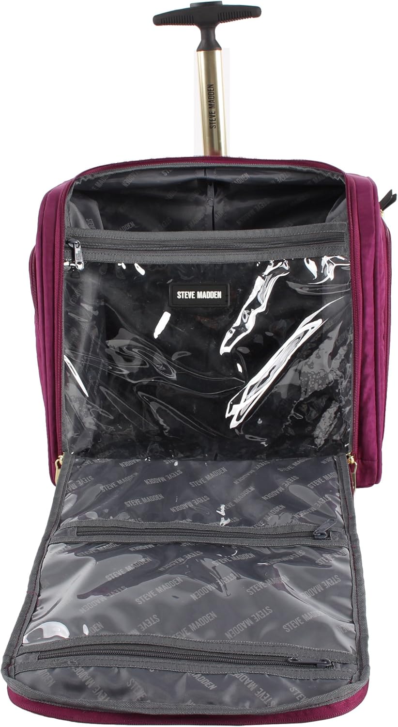 Designer Luggage Collection - 3 Piece Softside Expandable Lightweight Spinner Suitcase Set - Travel Set Includes an Under Seat Bag, 20-Inch Carry on and 28-Inch Checked Suitcase