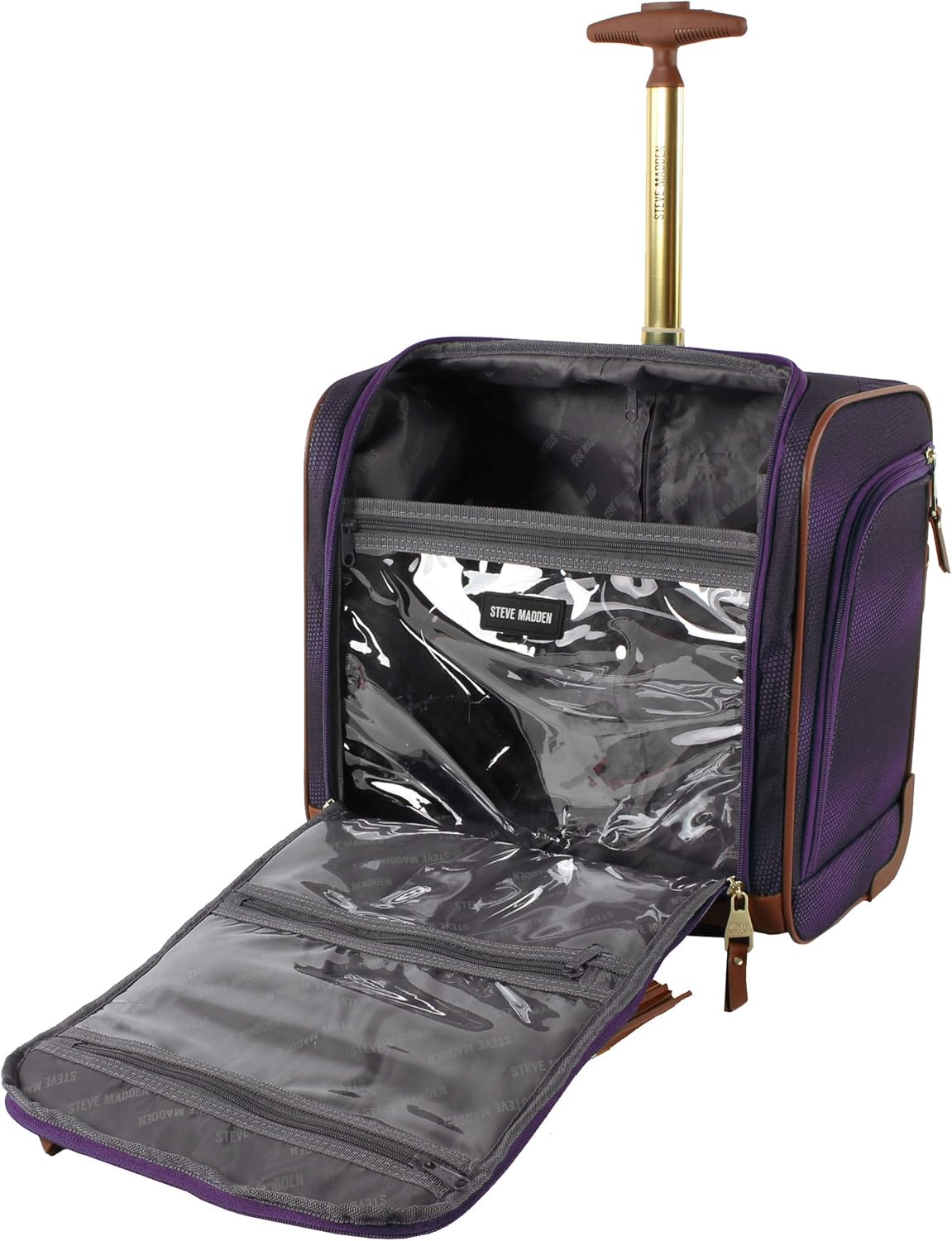 Designer Luggage Collection - 3 Piece Softside Expandable Lightweight Spinner Suitcase Set - Travel Set Includes an Under Seat Bag, 20-Inch Carry on and 28-Inch Checked Suitcase
