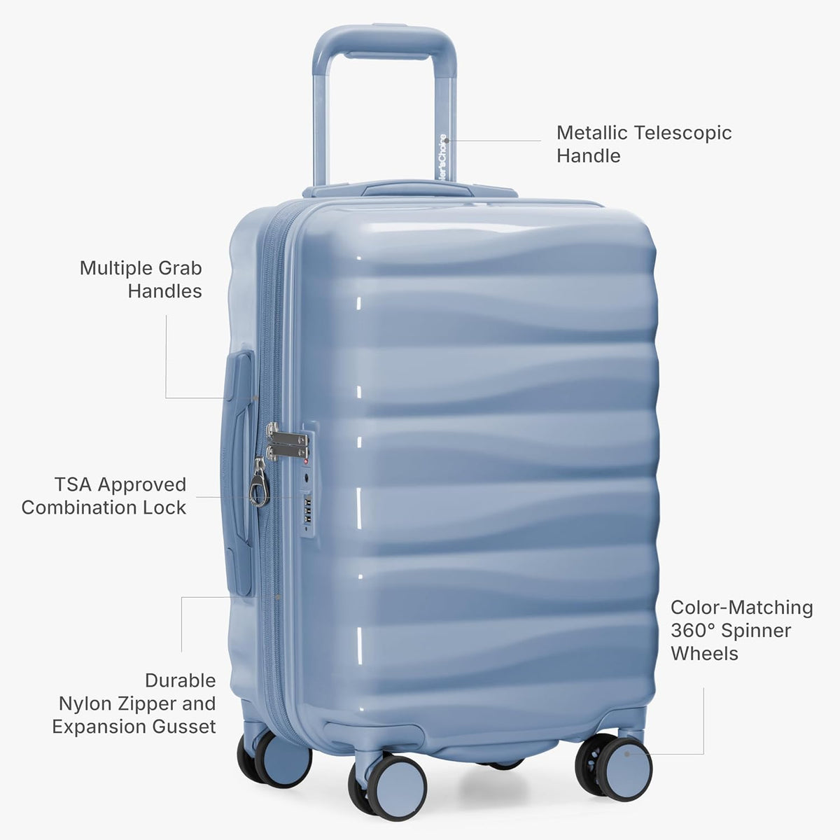 Edinburgh II Hardside Spinner Luggage, TSA Lock, Blue, 21" Carry-on